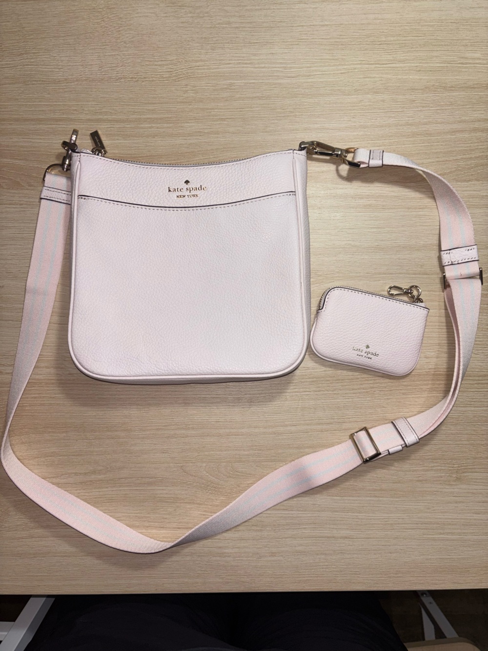 kate spade Light Pink Pebble Leather Crossbody with Coin Pouch